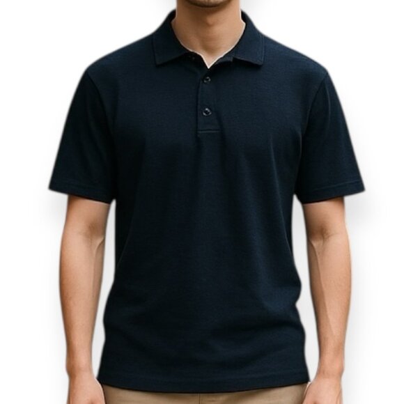 Vince Men's Polo Shirt M Navy Blue Slup Cotton Short Sleeve Made in Peru - Picture 1 of 10